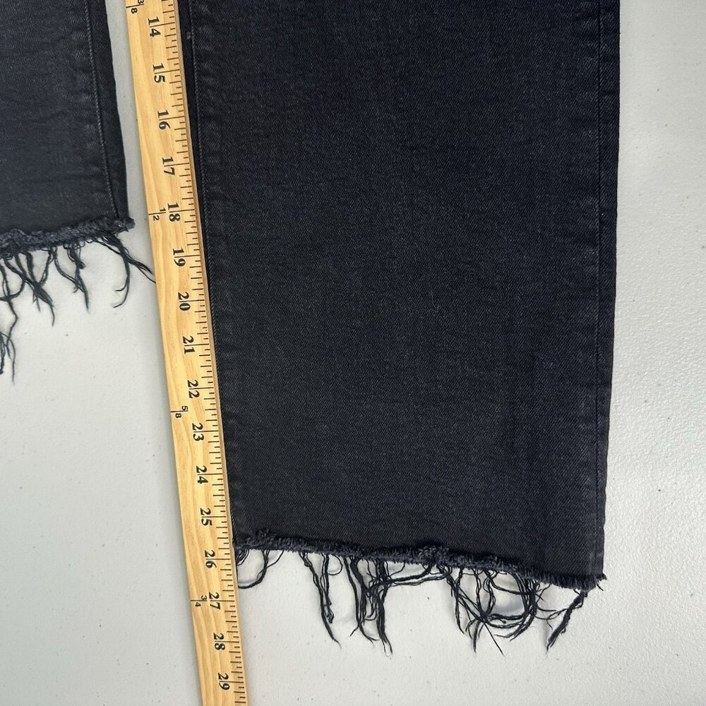 Oliver Logan Jeans Size 31 Black Denim Wide Leg Crop Raw Hem - Picture 8 of 10